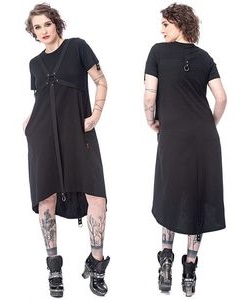 Gotické šaty dámské s bondage popruhy